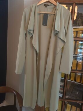 Soprano Light Sage Draped Open-Front Cardigan